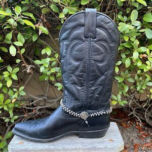 New Hand Made Western Black & Silver Bison Boot Charm or Double Wrap Bracelet.